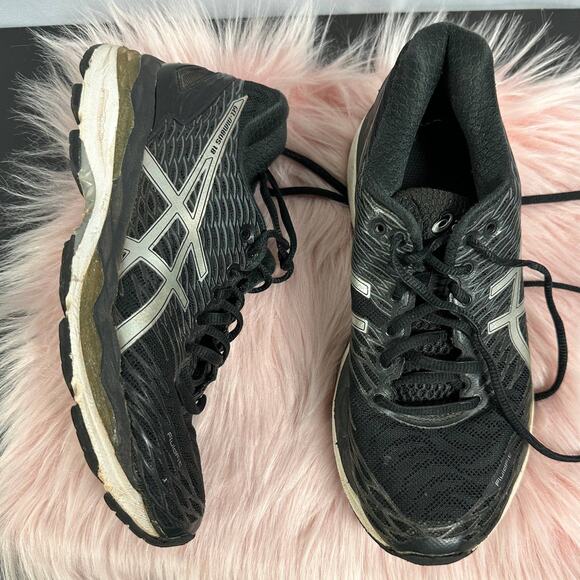 ASICS Women's Gel-Nimbus 18 Running Shoes T650N Black/Silver/Carbon Size 7 - Picture 1 of 7